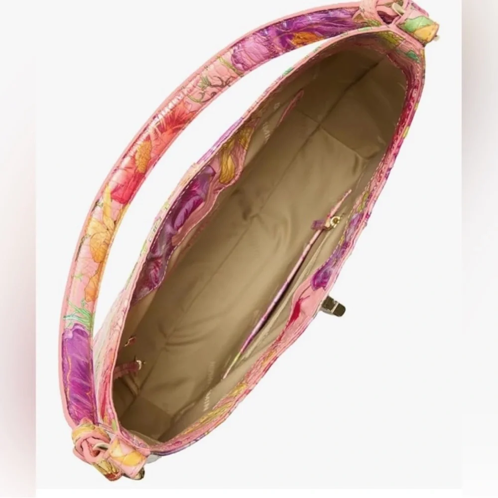 Brahmin Fallon Perennial Vibrant Pink and Purple Floral Shoulder Bag - Picture 4 of 7